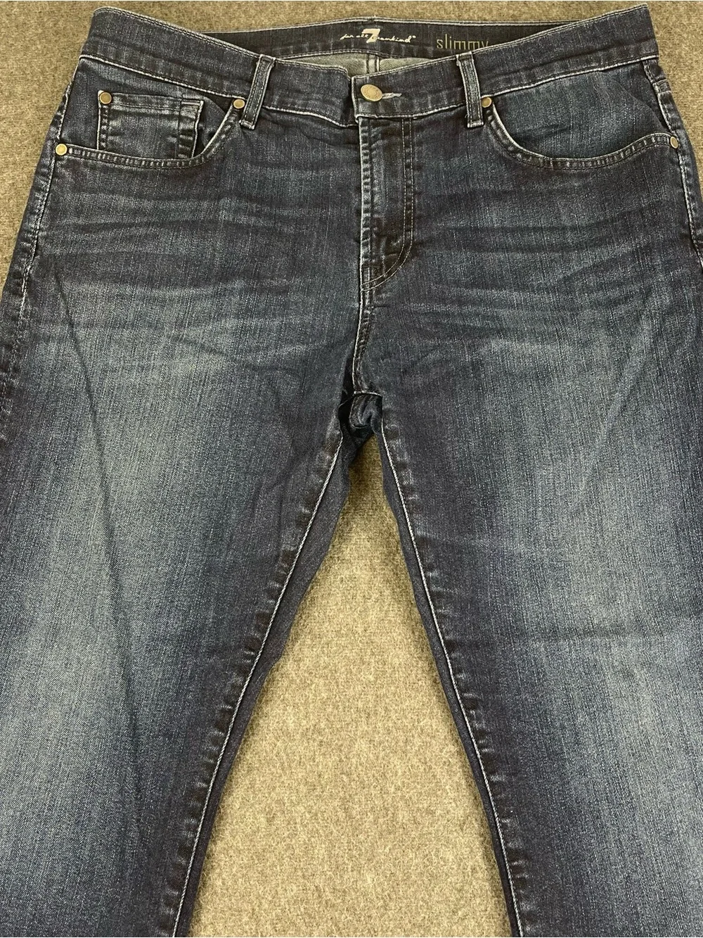 7 For All Mankind Jeans Mens 36x30 Blue Slimmy Slim Straight Stretch Dark Wash